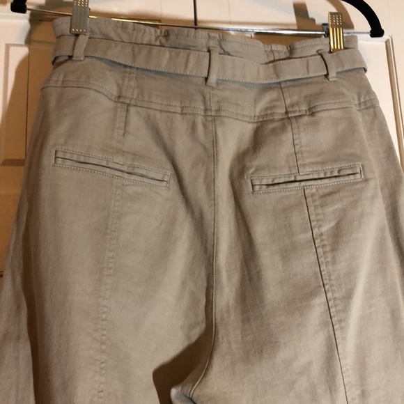 Gap for Good Paper Bag High Waist Stretch Tan Pant with matching Belt SZ 6 - Picture 5 of 6